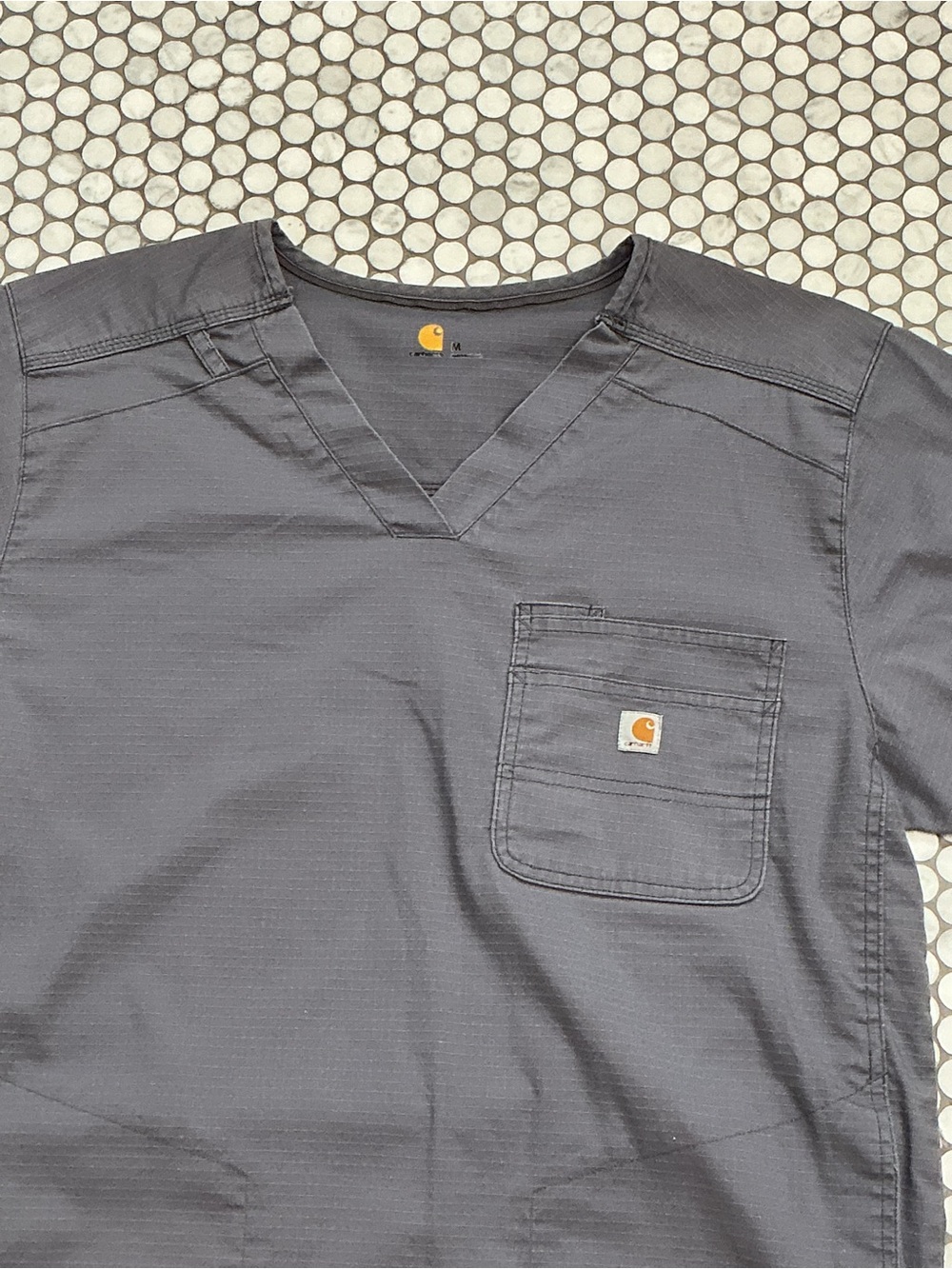 Carhartt Men’s Ripstop Utility Scrub Top V-Neck Size M Dark Gray